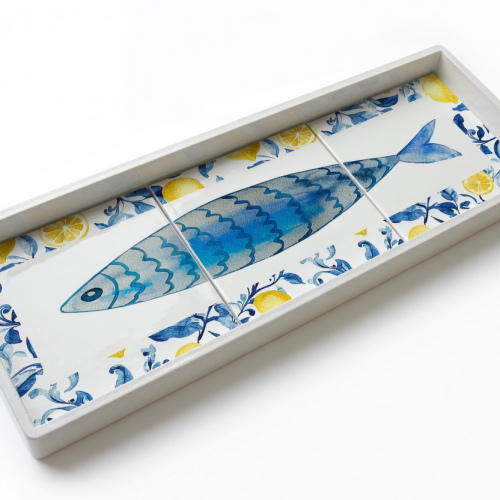Amalfi Blue Fish Flat Tray