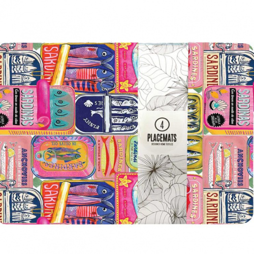 Amalfi Sardine Tins Neoprene Placemats