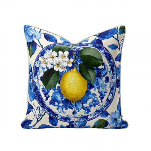 Amalfi Lemon Delft Floral Scatter Cushion Cover (1)