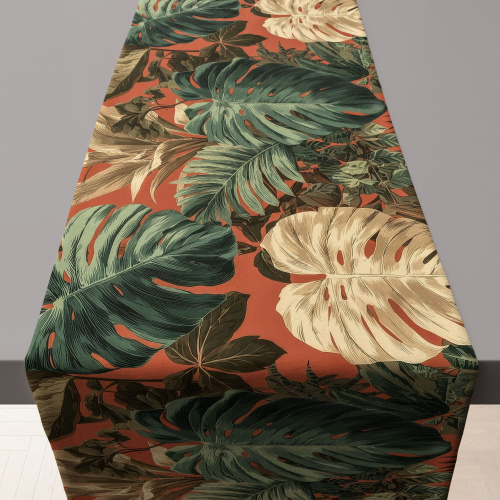 Botanical Rust Tropical Summer Table Runner