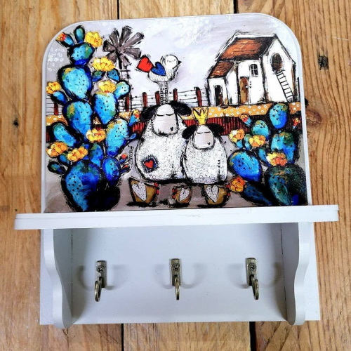 Key Holder Blou Kaktus
