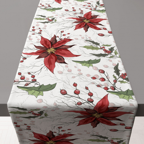 White Poinsettia Table Runner