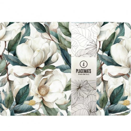  Botanical White Magnolia Neoprene Placemats